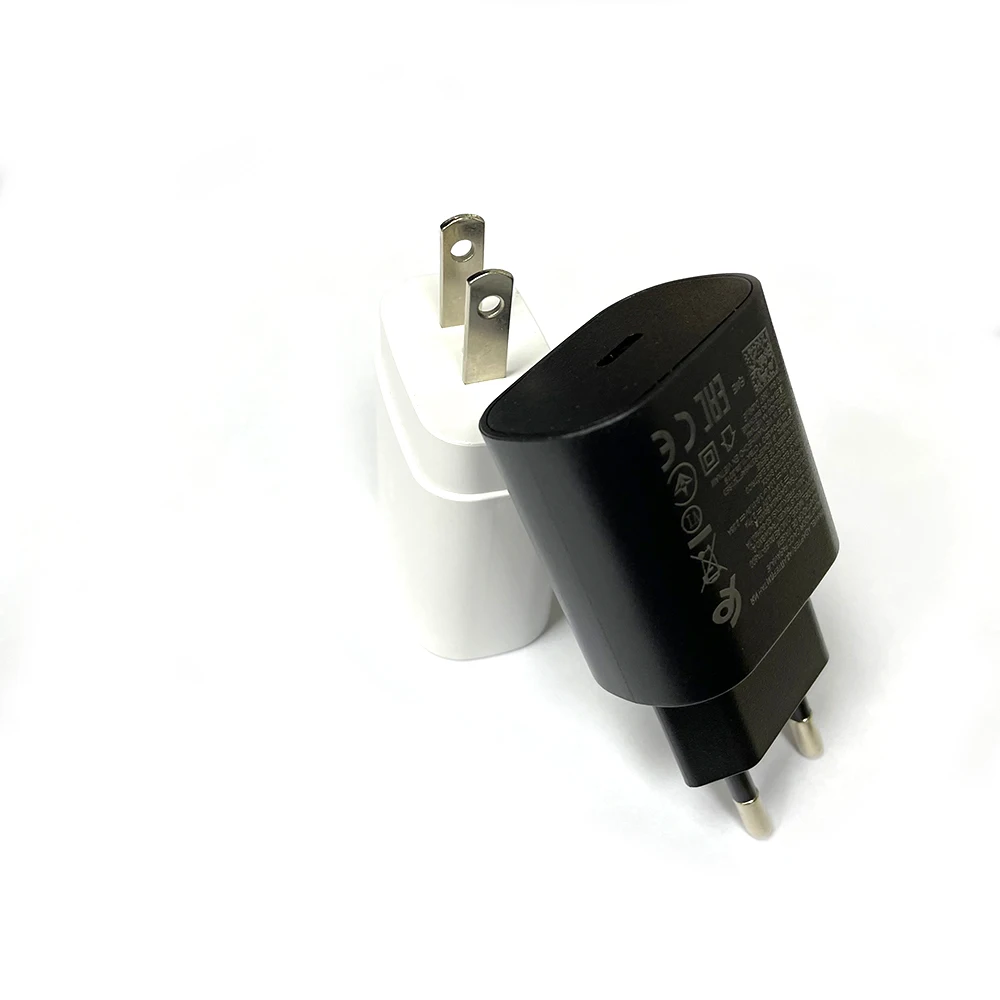 

Factory Wholesale For Samsung 25W Super fast Charger Adapter PD Charging EU US USB C for Galaxy S20 S21 A71 A91, White/black