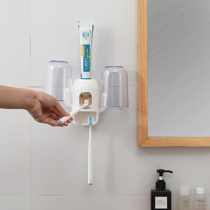 

Wholesale Stock Item Storage Rack Toothbrush Holder Wall Mount with Dispenser