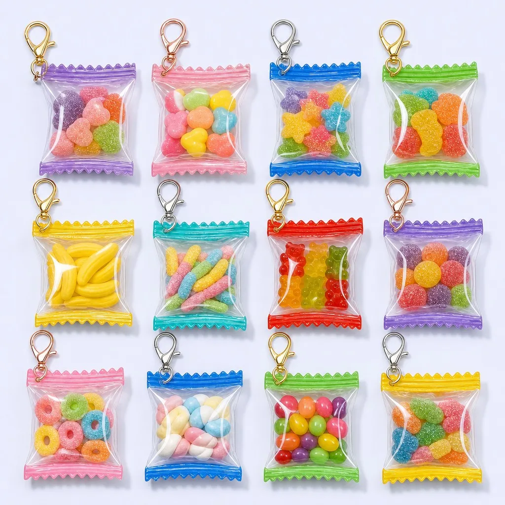 Full Matrix of Candy Bag Keychain Designs and Colors