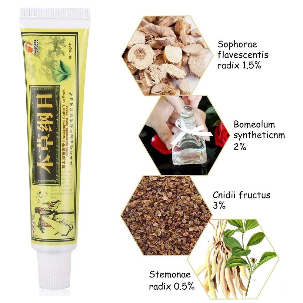 
Chinese Bencaogangmu Herbal Dermatitis Pruritus Psoriasis Cream Ointment 