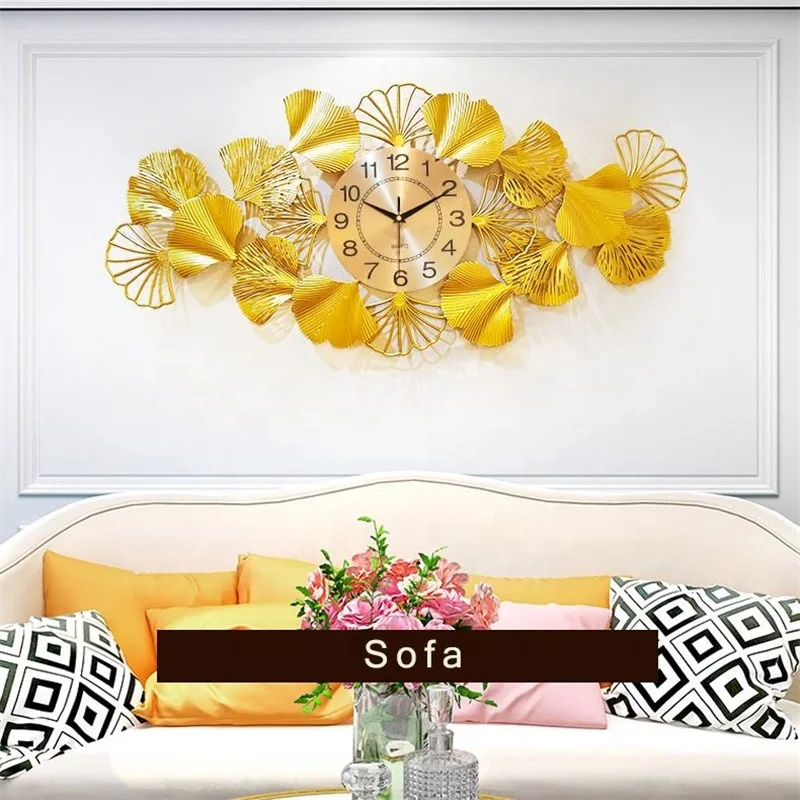 

Newly Oriental Golden Luxury Handmade Iron Welding Art decor Wall Clocks with Metal Hands, Gold