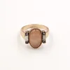 Hot selling fashion beautiful 18k gold plating ring with oval epoxy resin stone and crystal rhinestone