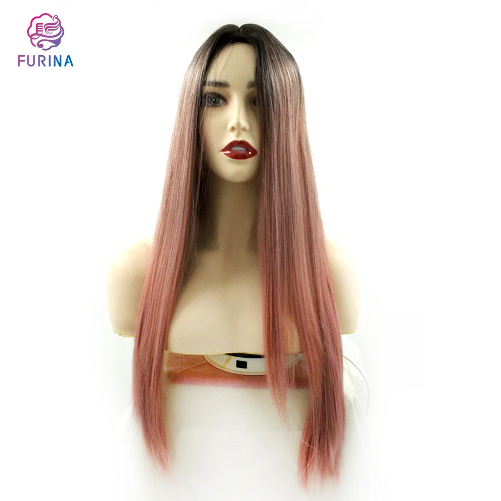 

Wholesale factory cheap price high temperature fiber wigs long silky straight 1b/pink# non lace wigs