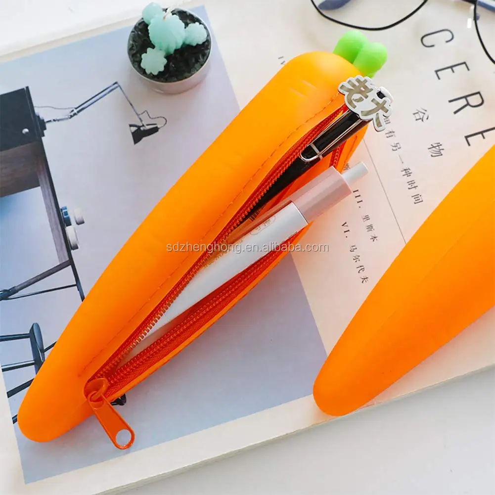 carrot silicone pencil case box pouch bag cute custom print for