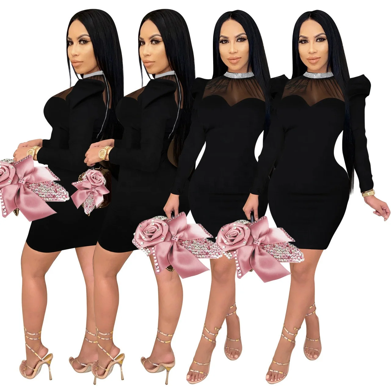 

B63683A New product women fashion black sexy party club dress