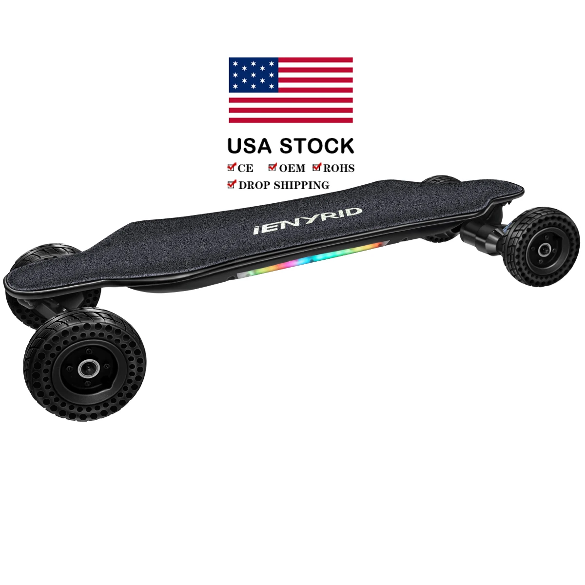 Drop shipping Electric SUV-skateboard 38km/h CE RoHS OEM electric skateboard for American market, White / black / red