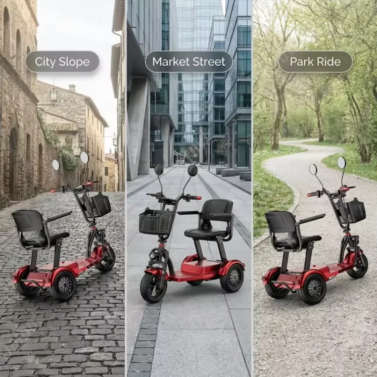 Portable Foldable 3 Wheel Mobility Tricycle 1000W 48V Detachable Battery Preassembled For Elderly Adults US & EU Warehouse Stock
