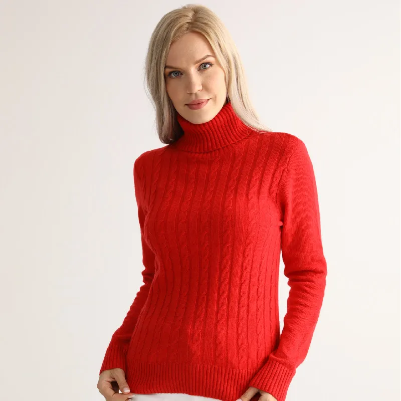 

Basic Women Sweater Women's Cable Knitted Sweater Turtleneck Pullover Women Sweater, Redi/gray/purple/pink