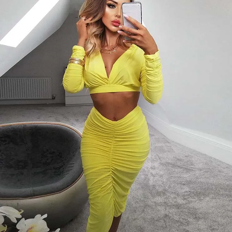 

FS0333D 2019 new arrivals autumn women tops and skirts clothing sets