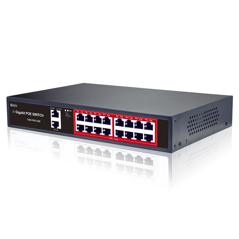 

OEM/ODM 16 Port Gigabit PoE Switch with 2 Gigabit Uplink,802.3af/at Compliant, 240W Built-in Power