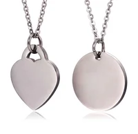 

925 Sterling Silver Heart Shape Tag Charm Custom Laser Engraved Round Disc Pendant