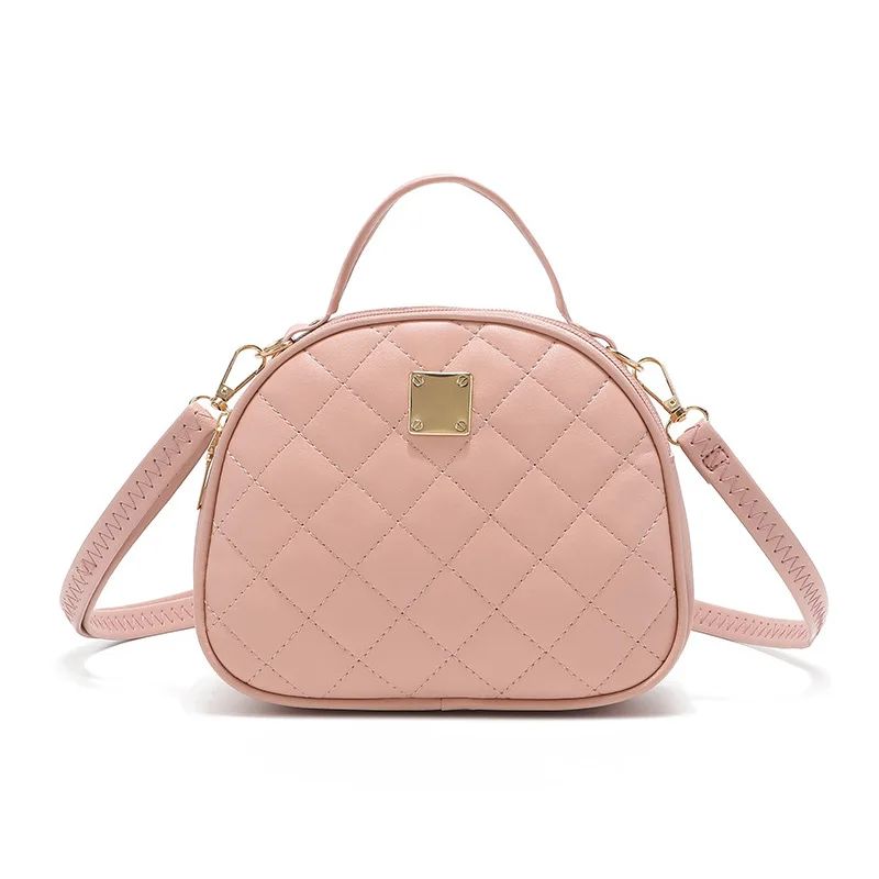 

2021 Chic Pink Shell Quilted PU Ladies Cross Body Bags Leather Women Messenger Handbags Crossbody Sling Bags