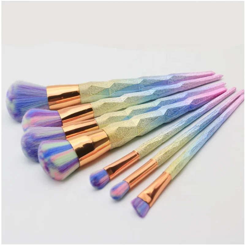 

7pcs professional makeup brush set 3d diamond-shaped handle makeup and beauty tools, Color