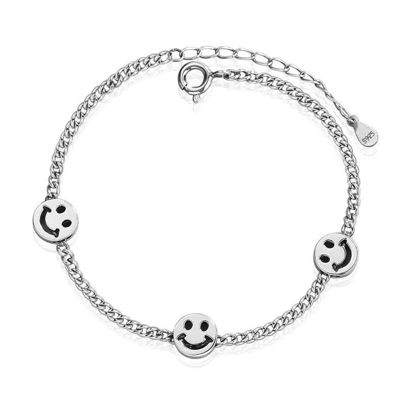 

Beach Fashion Foot Summer Simple Hotwife Women New Design Ladies Jewelry 925 Sterling Silver Smiling Face Charm Anklet For Girls