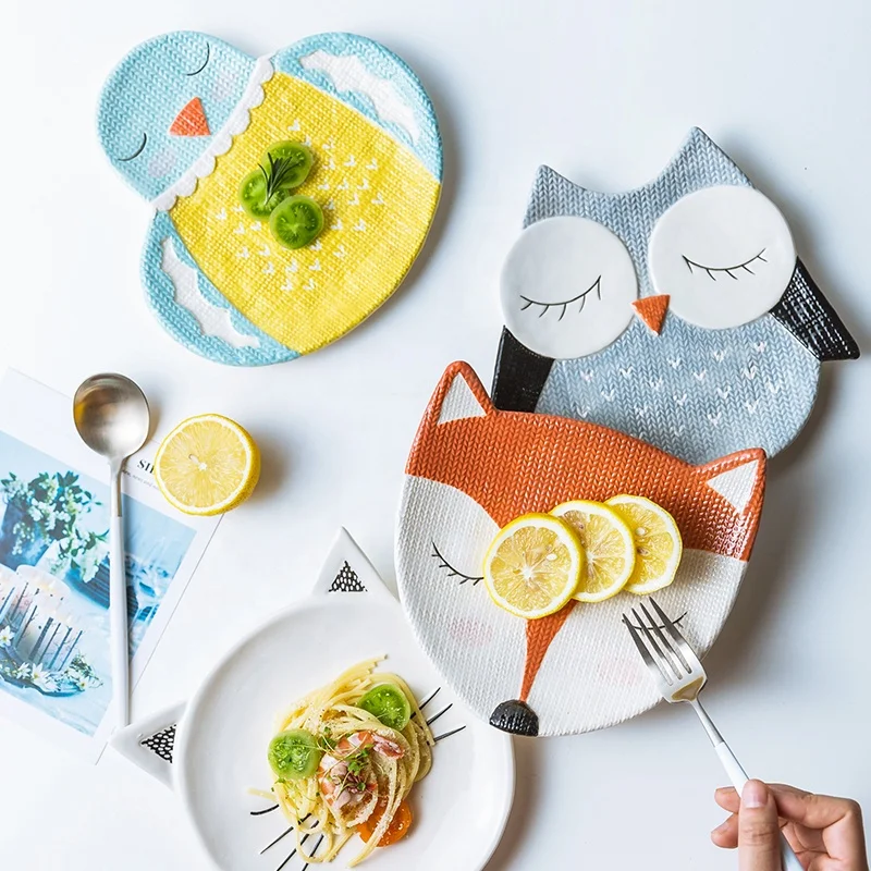 

Cute hand-painted animal ceramics tableware fruit salad plate, Color