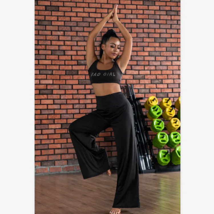 

AliExpress is selling new pure color wide leg pants, tight yoga pants and fitness striped yoga loose pants women
