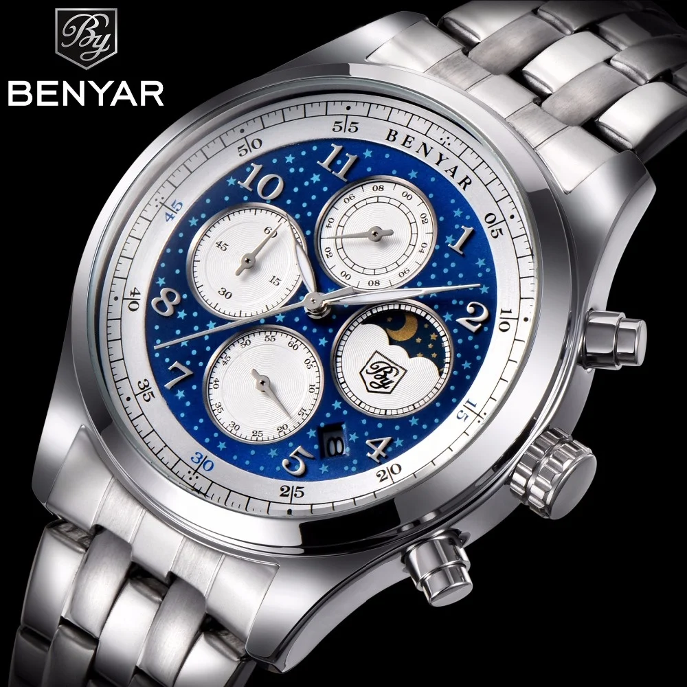 

BENYAR Luxury Mens Watches Waterproof Brand Sports Business Watches Chronograph Male Watch, According to reality