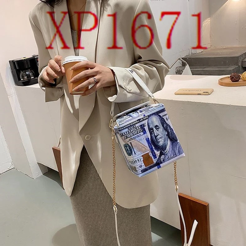 

XP1671 funny dollar bill bag box chain shoulder crossbody bag