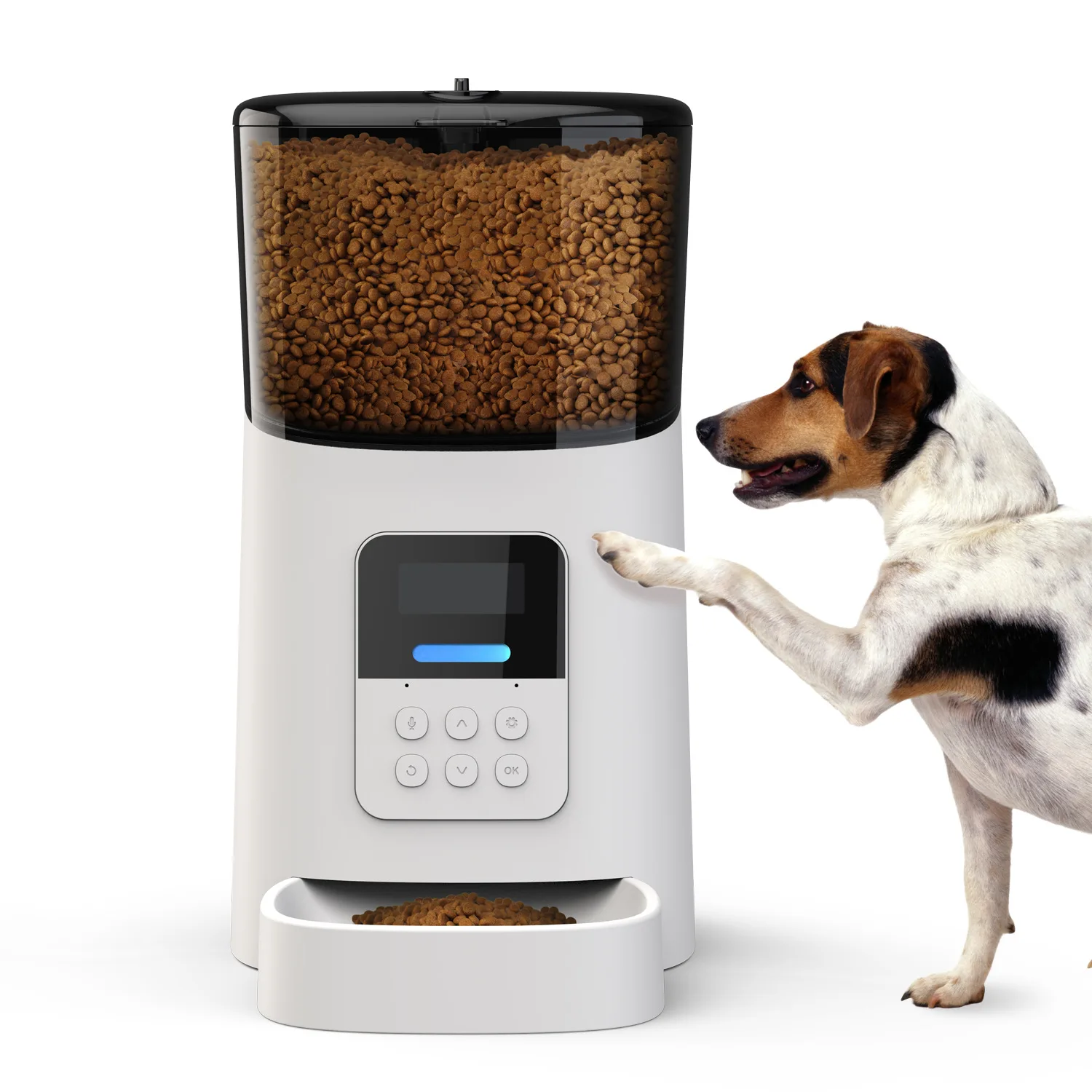 

Luxury Popular non-slip ABS black white button WiFi Auto connected Smart Automatic Pet Feeder Remote Control