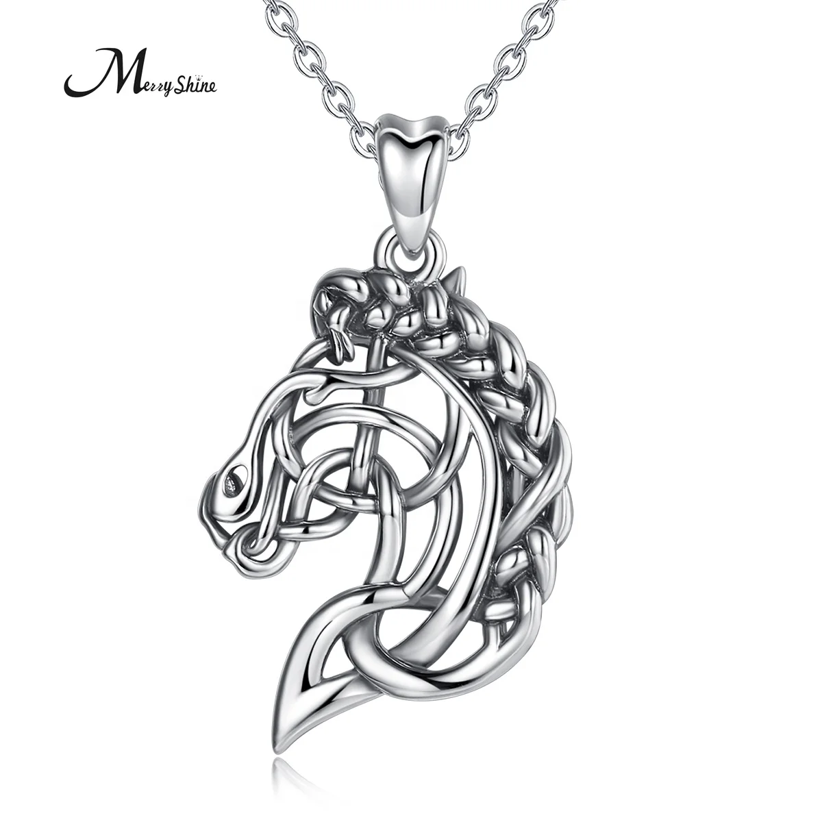 

Merryshine Unique Design 925 Sterling Silver Hollow Horse Pendant Necklace for Men