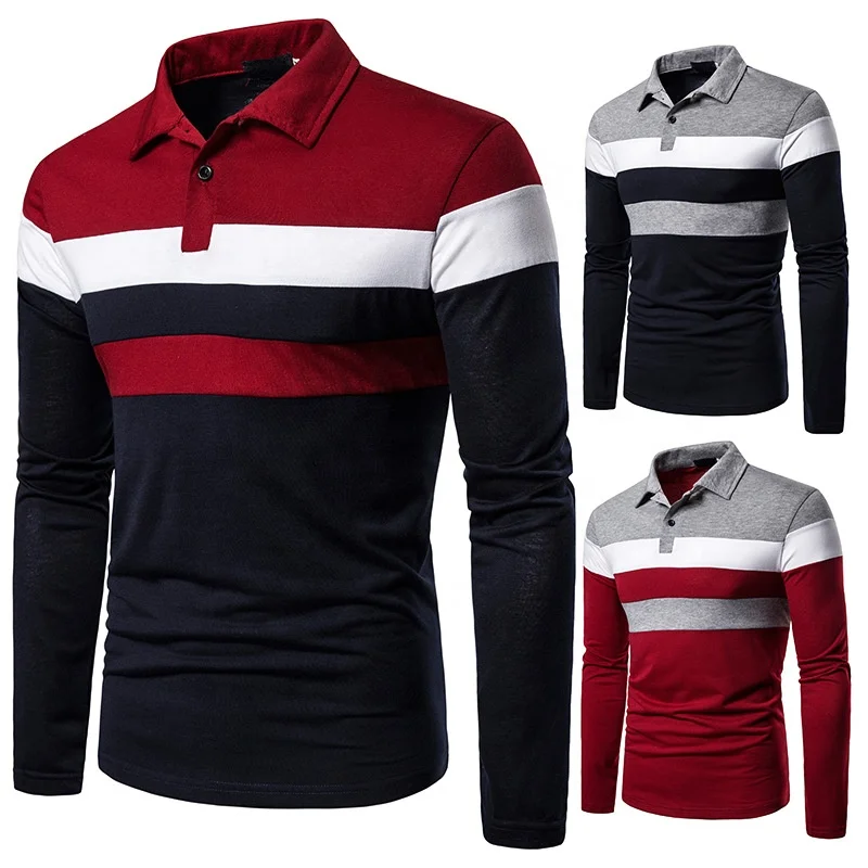 

Cheap High Quality designer Striped Polo shirts Long Sleeve men polo T-shirts