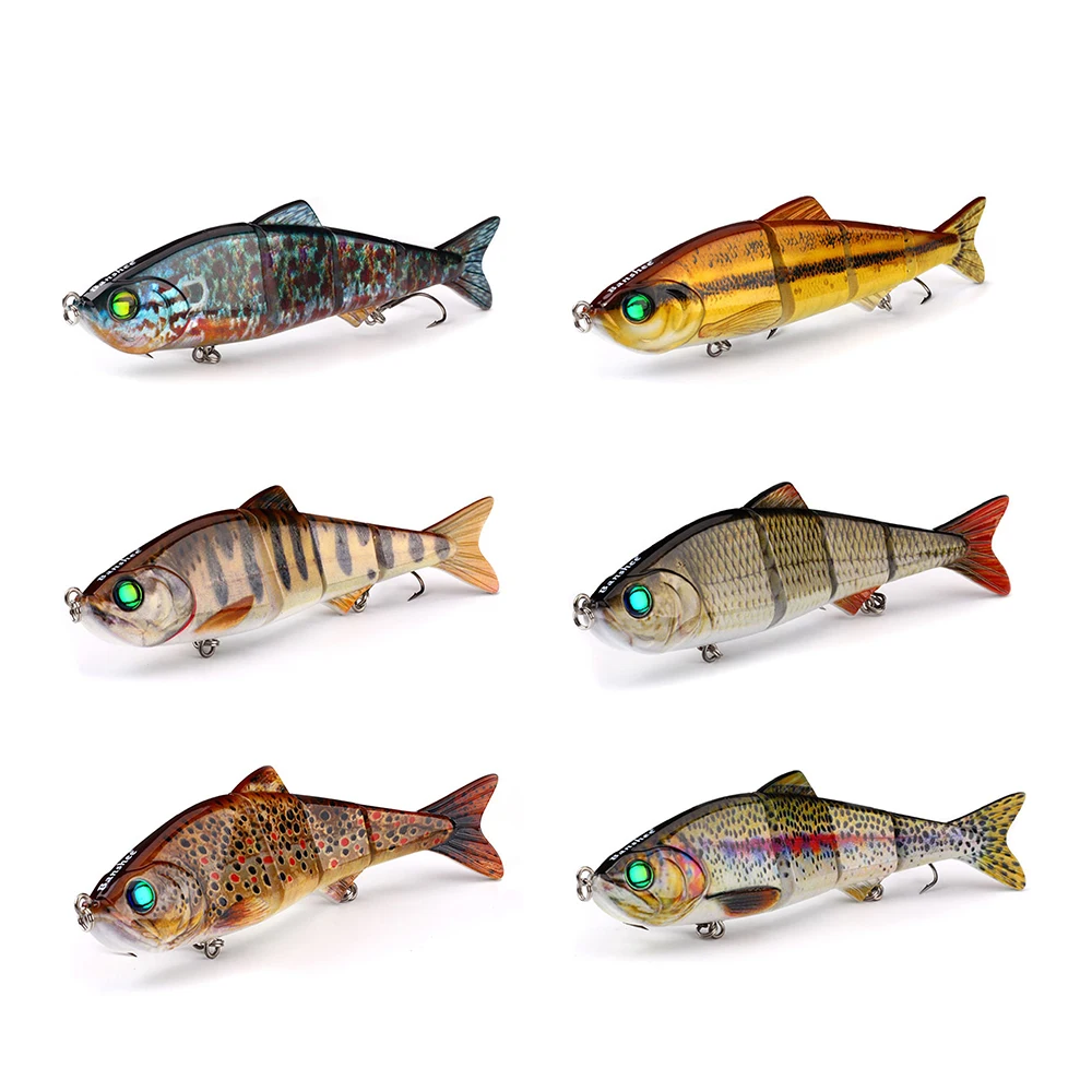 

2022Hot bass tackle colorful new 3d fishing lure eyes swim action jointed sections swimbait, 6colors