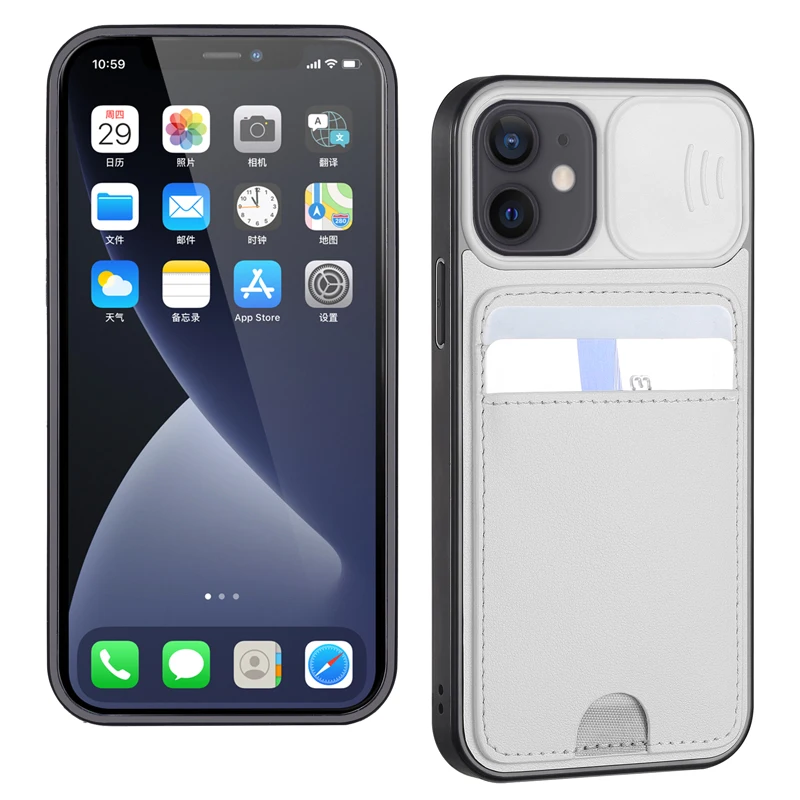 

New full-grain Genuine Leather Real fiber inner Metal button with card slot celulares iphone phone case water proof phone case