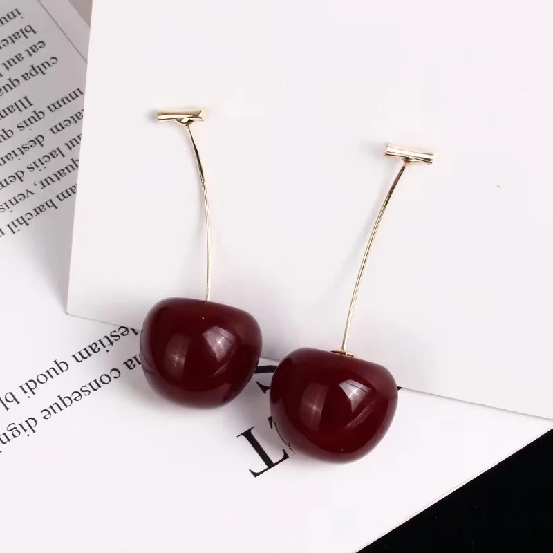 

2023 Minimalist Personality Cherry Acrylic Earrings Simple and Lovely Resin Earrings