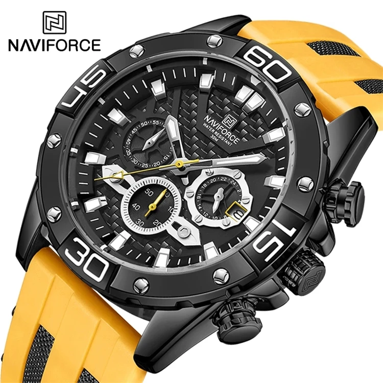 

NAVIFORCE 8019T Quartz Watches Top Brand Man Watch Military Analog Display Waterproof Clock new TPU strap Relogio Masculino