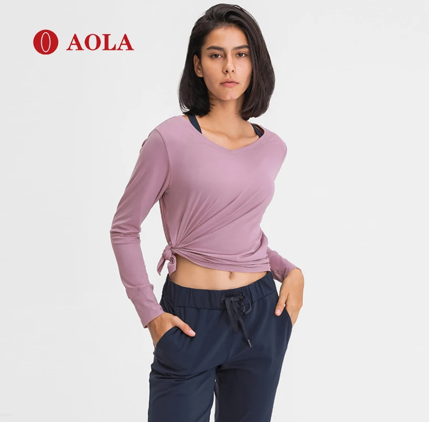

AOLA Fitness Women Crop Gym Seamless Female For Clothes Sports Wear Manufacturer Ladies Long Sleeve Tops, Pictures shows