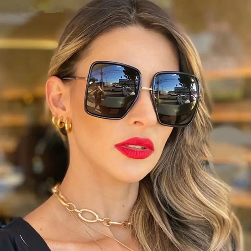 

Trendy Big Frame Square Oversized Shades Vintage Fashion Sun Glasses 2021 Women Sunglasses, As pictures or customized color