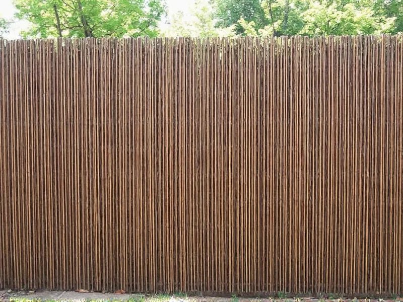 Vertical bamboo slat privacy screen installation