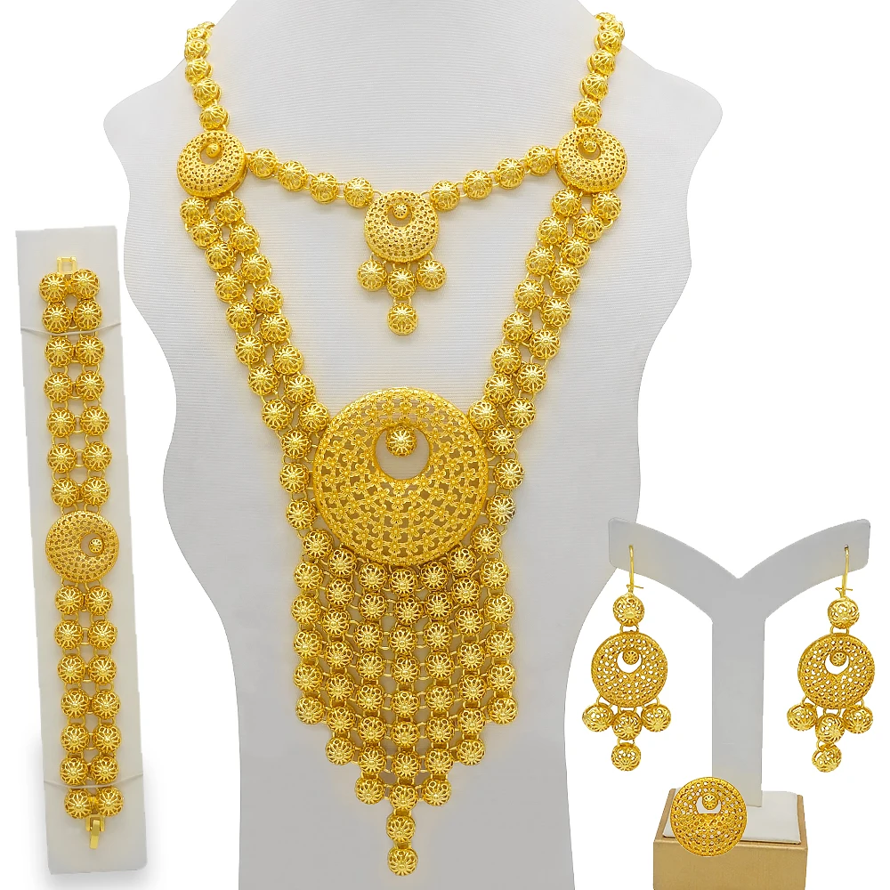 

neckless wholesale high quality african wedding jewelry set necklace for women jewelry necklaces jewelry set girls BJW47, Gold silver