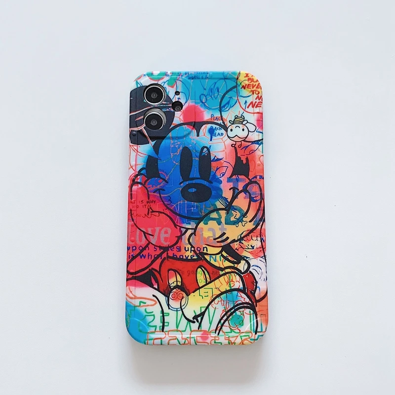 

2021 Anime Funny Mickey Frame Design IMD Phone Case For iPhone 12 Pro Max 7/8 Plus XR XS Max SE 2020 Back Cover Cartoon IMD Case