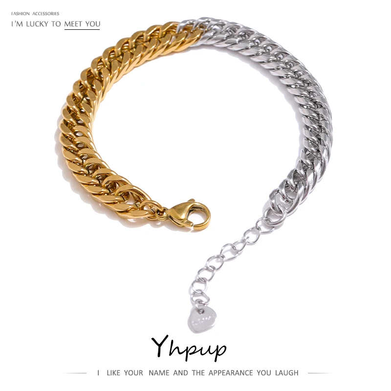 

JINYOU Trendy 18 K PVD Plated Metal Bracelet Waterproof Jewelry Stainless Steel Chain Bangle Bracelet