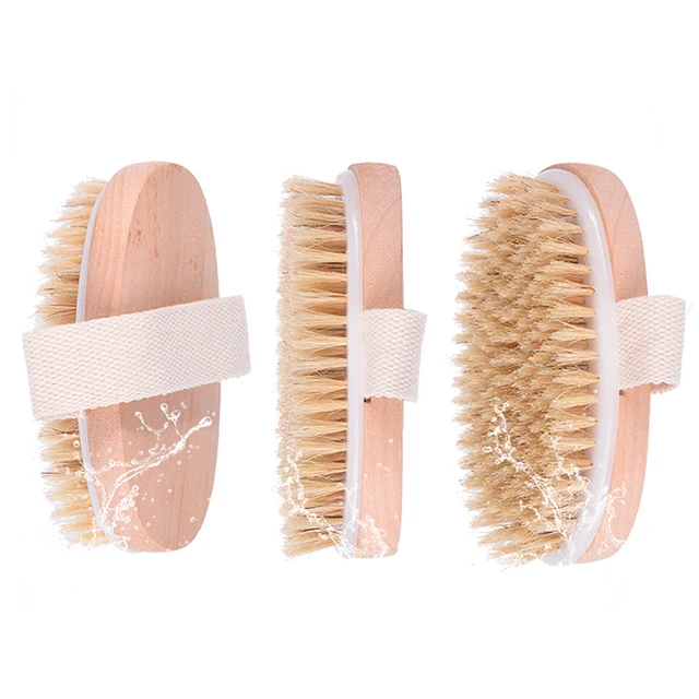 

Natural Bristle Skin Body Brush Foot Dead Dry Skin Massage Scrubber Shower Rubbing Brush For Bathroom Accessories, Wood