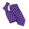 Special Custom Printed Necktie 100% Silk Purple Best Quality Dropship Krawatte Cutlery Combination Tableware Pattern Tie Men