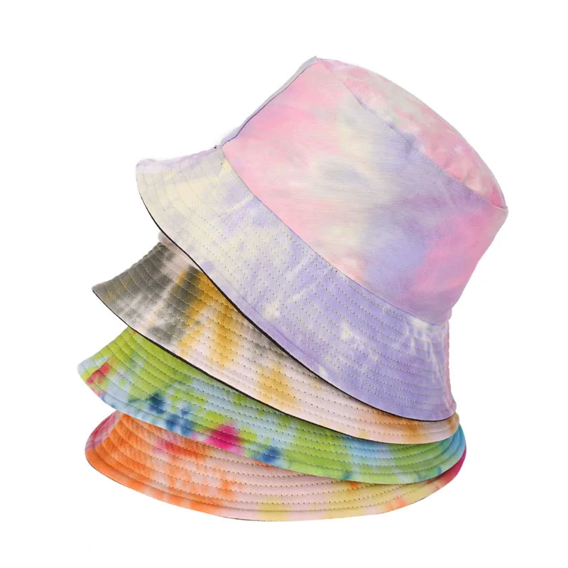 

Popular unisex print two side wear travel beach bandhnu big brim summer cotton sunscreen basin tie dye fisherman bucket hat cap