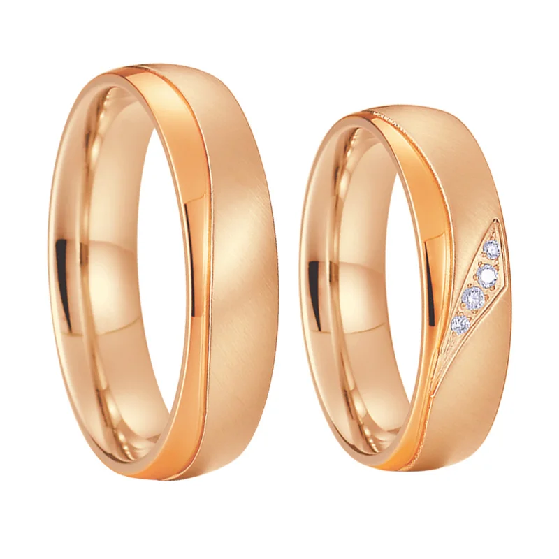 

lovers ladies jewelry stainless steel wedding rings rose gold 18k plated couples ring for men and women alliance bague mariage