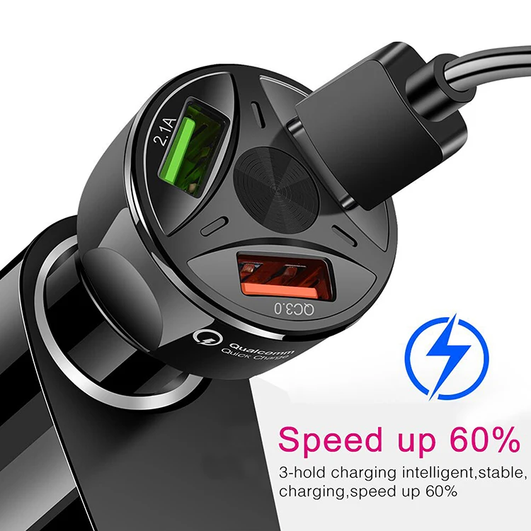 Factory Outlet QC3.0 7A Fast Car Charger 3 in 1 USB Adapter for Smartphone