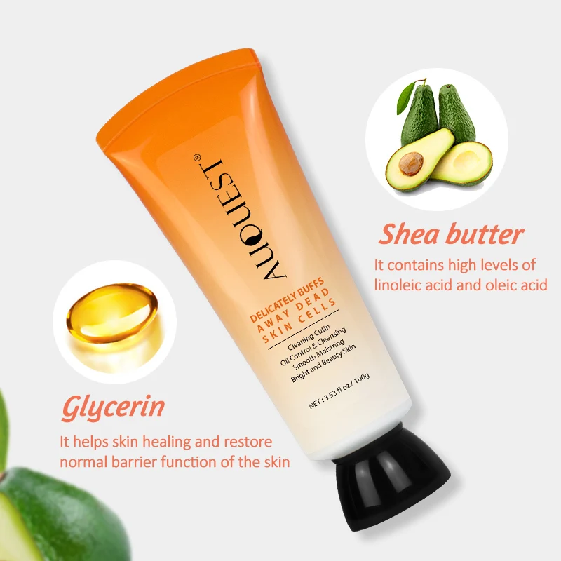 

Wholesale AuQuest Exfoliante Foot Care Deep Cleansing Whitening Moisturizing Shea Butter Body Scrub, Brown/pink/yellow/green/white
