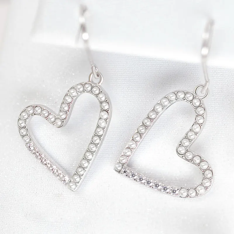 

925 silver love earrings with pearl zircon women earrings