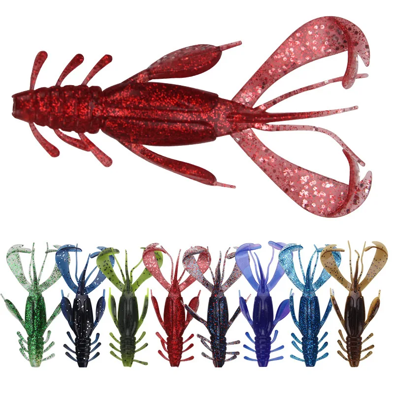 

Double color simulation soft shrimp 10cm 10g artifical silicone worm prawn lure, 8 colors for choice