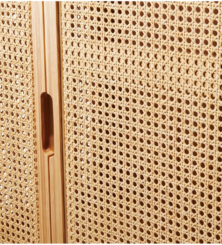 Modern Bedroom Furniture Panel Oak Veneer Woven Rattan Dome Wardrobe