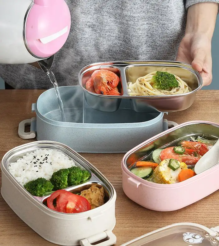 bento 2 layer lunch box with temperature display flask 500ml