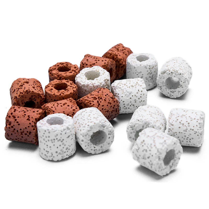 

Aquariums filter breath ceramic bio ring, White/red
