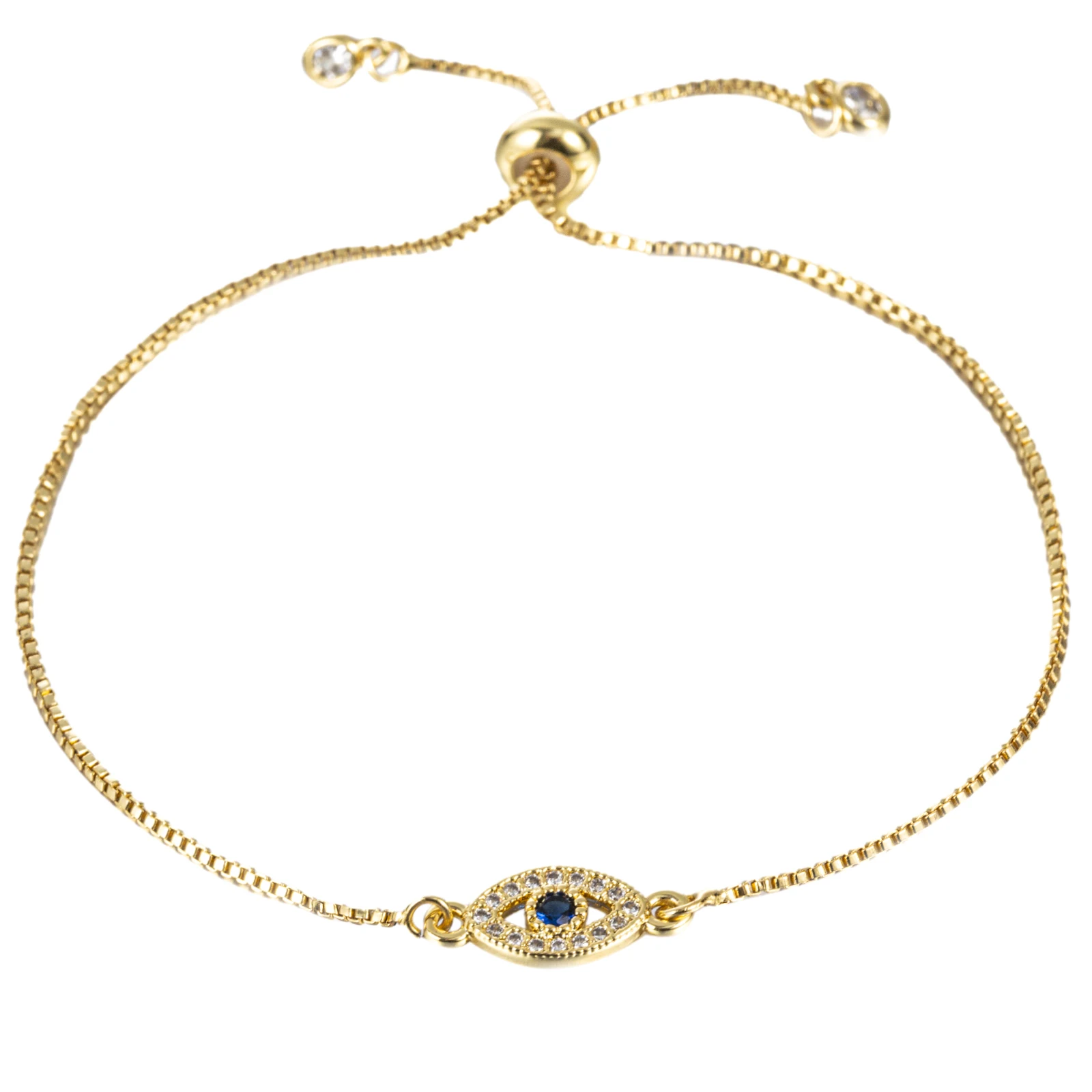 

Wholesale Blue Turkish Eye Necklace 18k Gold micro Cubic Zircon Necklace Jewelry, As picture