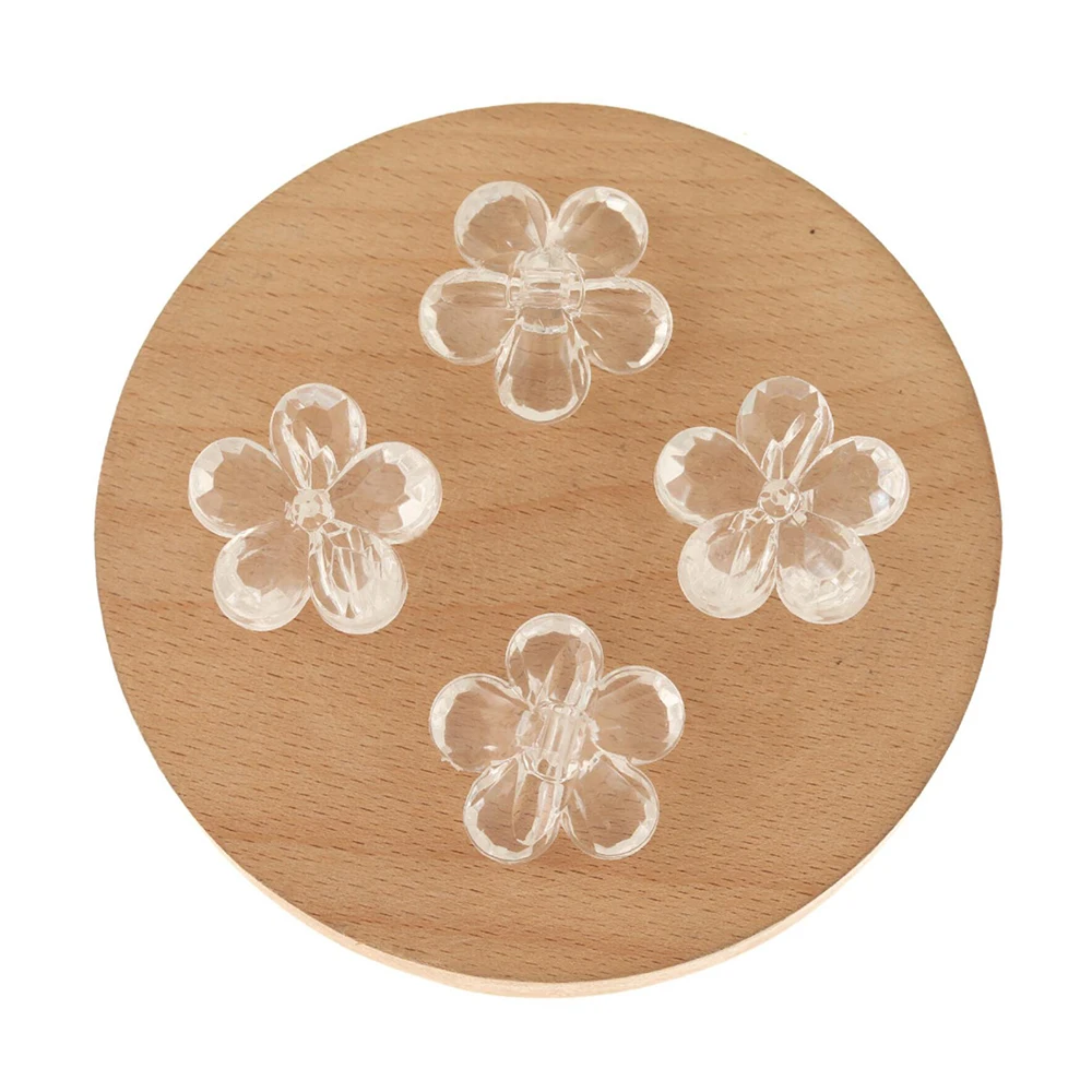 

Loose Beads Cordial Design 27x27mm 100Pcs Jewelry Accessories Clear Acrylic Beads Hand Made Flower Shape Charms Earring Finding
