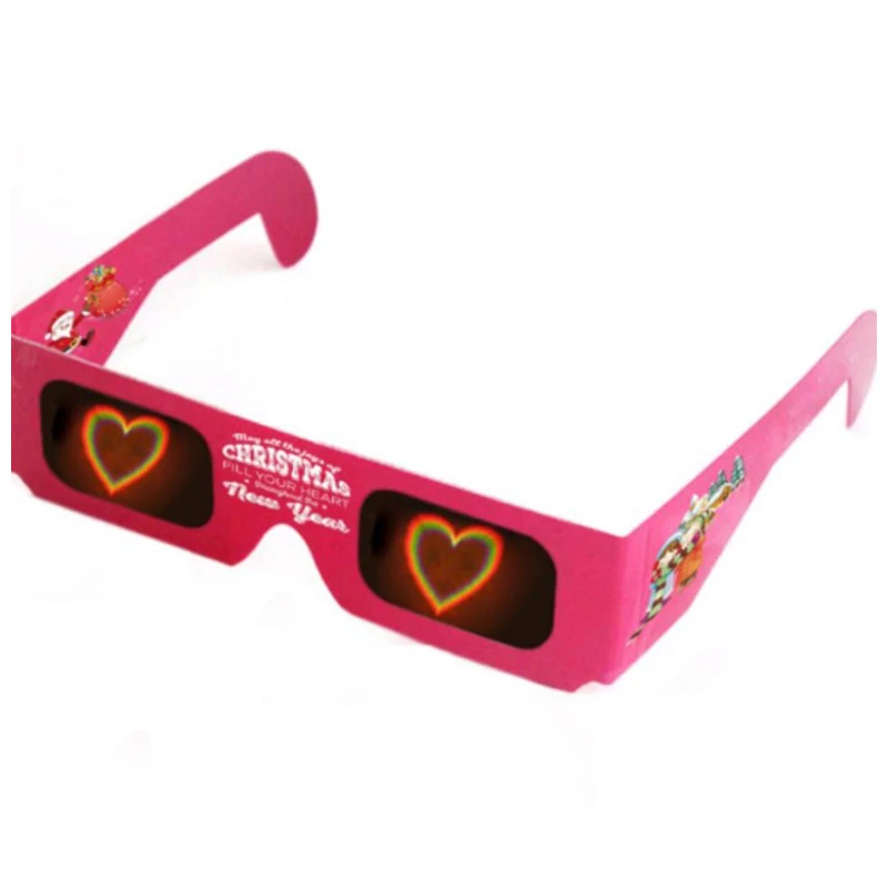 

2022 Heart Diffraction Glasses Fireworks Glasses Paper 3D Rainbow Effect Glasses, Customized color