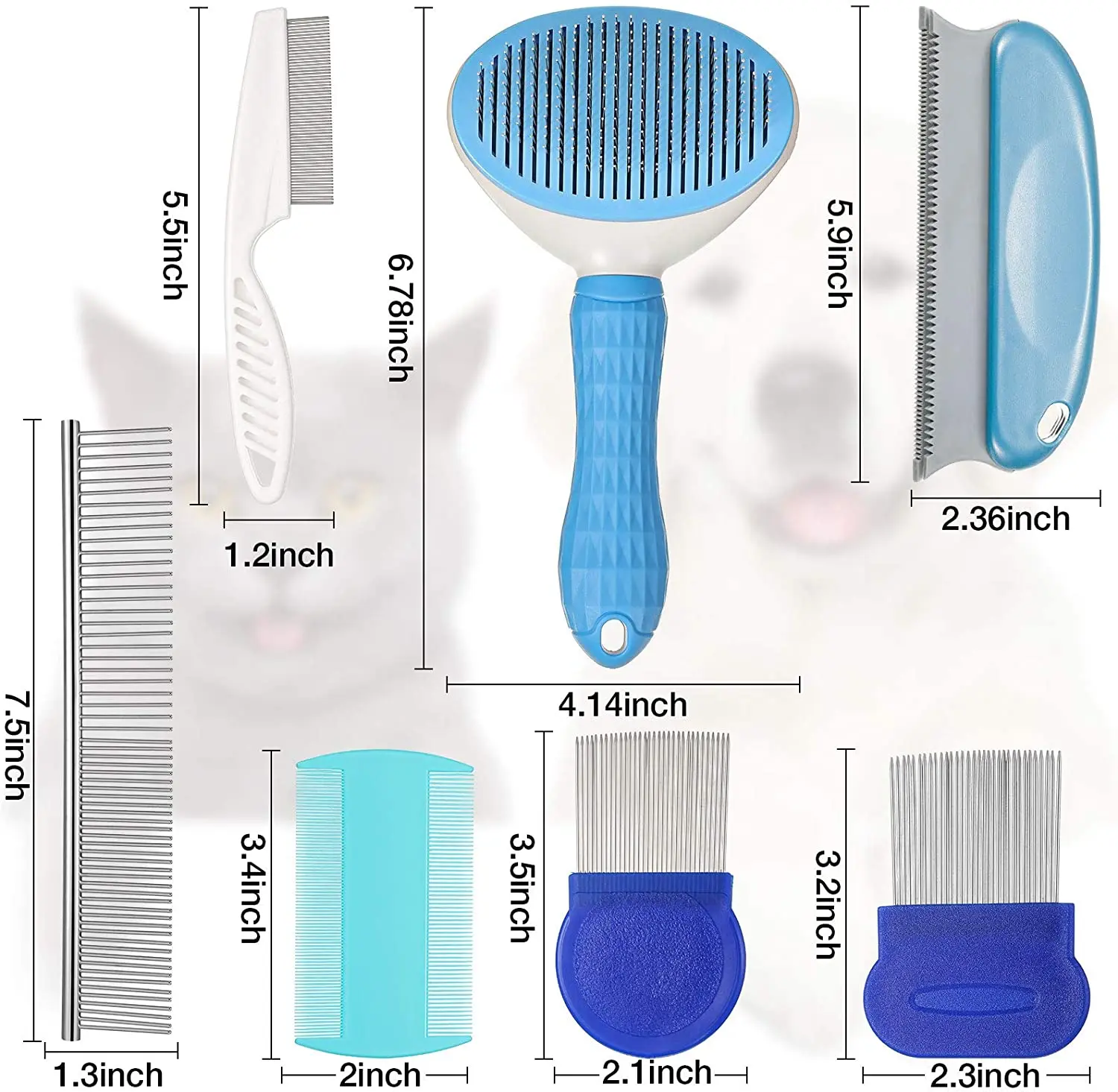 

2021 Pet comb brush stainless steel double side pet grooming comb for dogs and cats metal dog pet comb, Pink, blue,green